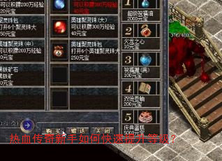 热血传奇新手如何快速提升等级? 热血传奇新手如何快速提升等级?