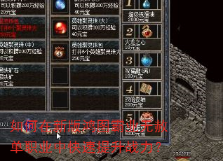 如何在新版鸿图霸业无赦单职业中快速提升战力? 如何在新版鸿图霸业无赦单职业中快速提升战力?